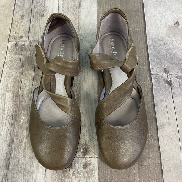 BeautiFeel Pleasure Mary Jane Leather Flats Comfort Shoes Gray 44233 - Picture 4 of 13